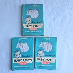 Vintage 3 Pair Gerber Waterproof  Vinyl Baby Pants  White